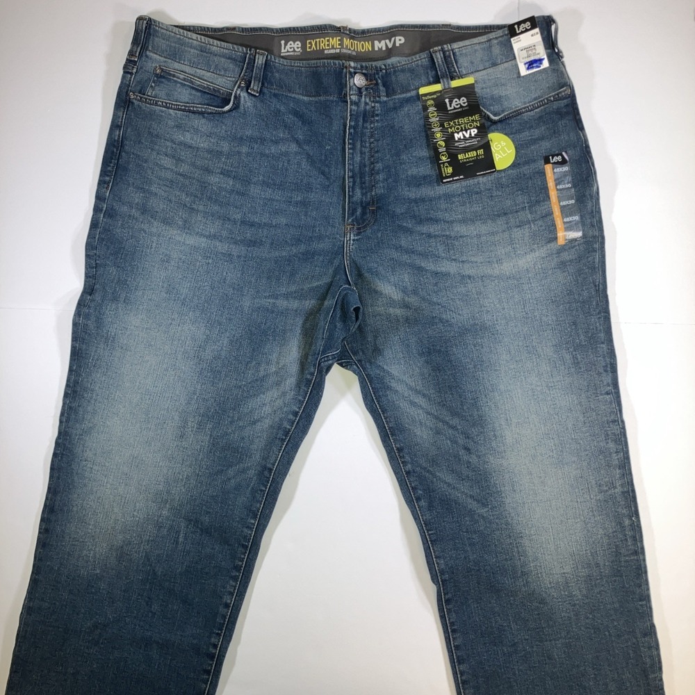 Lee Extreme Motion MVP Jeans Mens 48x30 Relaxed Straight Stretch NWT Comfort